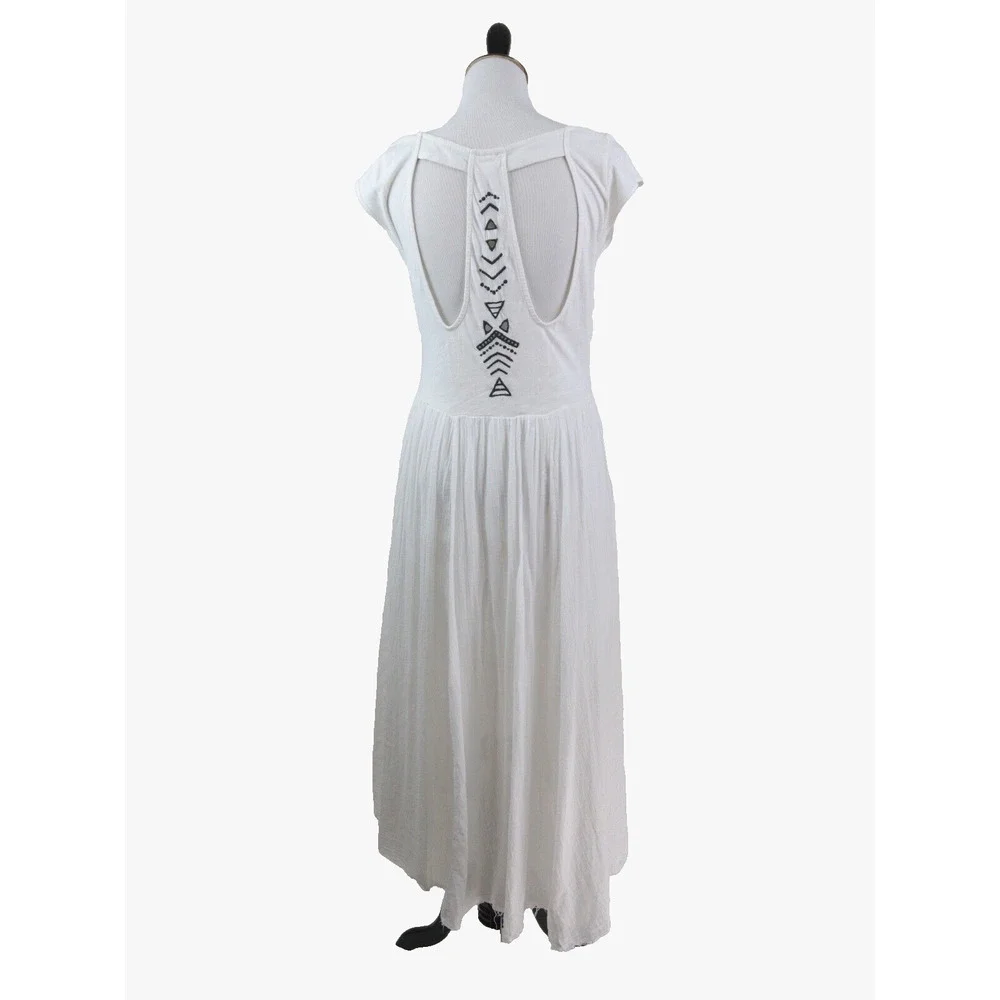 Free People Size M Toosaloosa Slub Meadows Midi Dress White